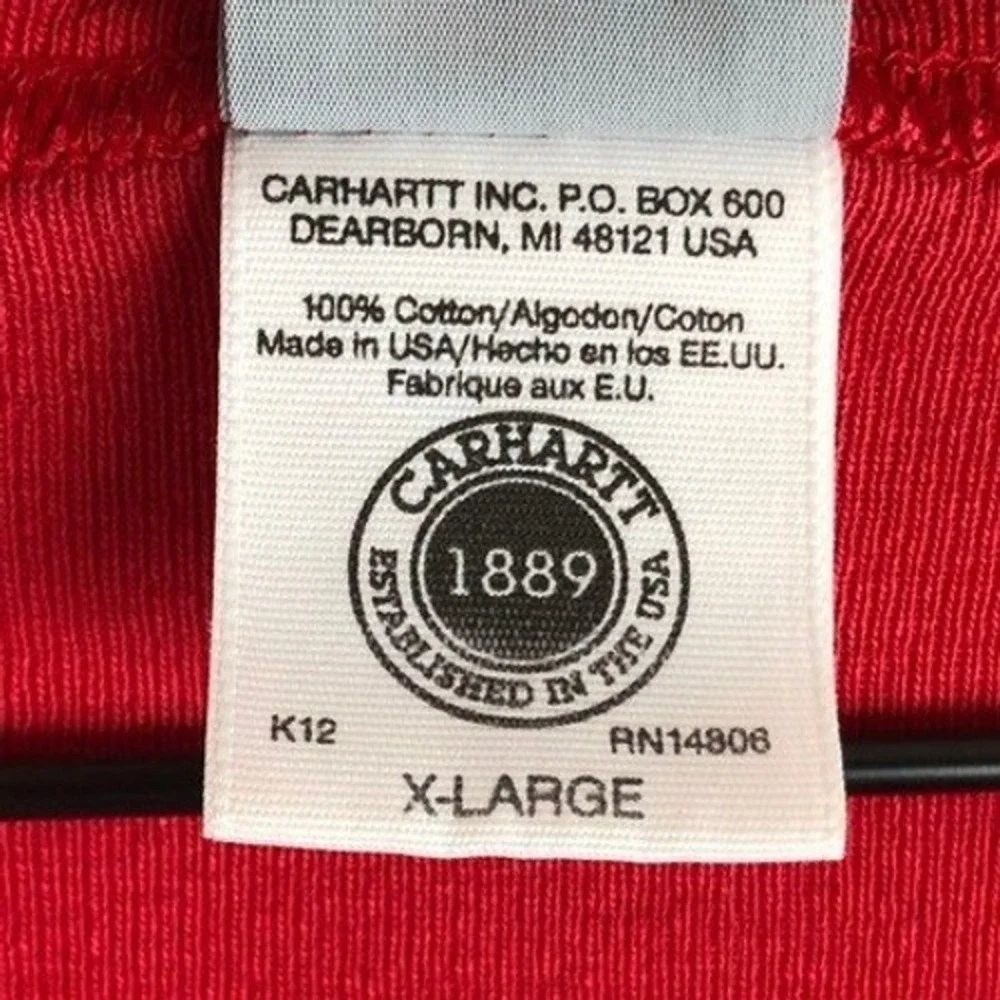VTG CARHARTT K12 Cotton‎ Union Suit Men's XL Red Long Sleeve One Piece Thermal